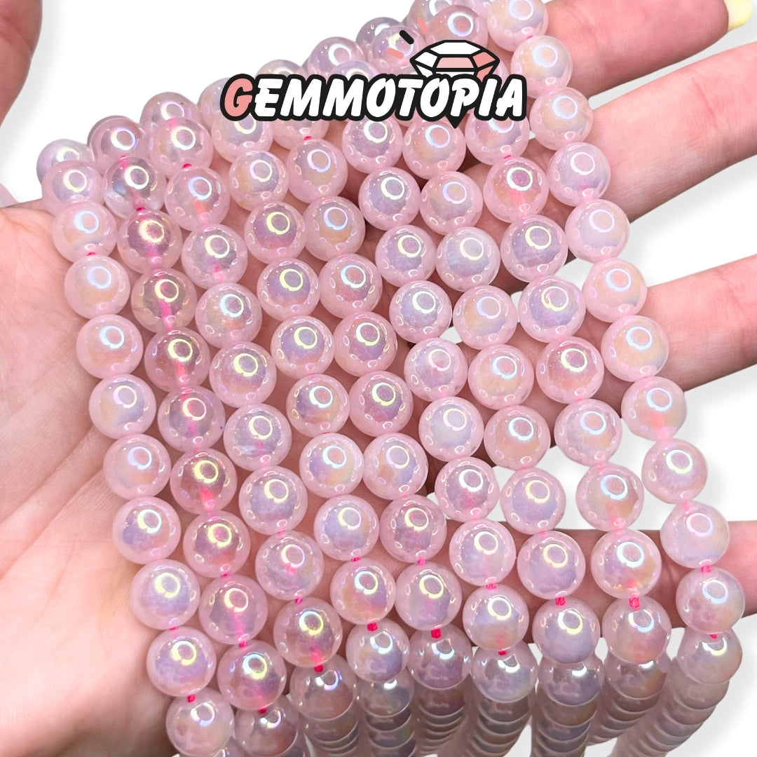 Perle Quartz Rose Aura 8 MM