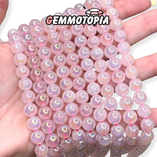 Perle Quartz Rose Aura 8 MM