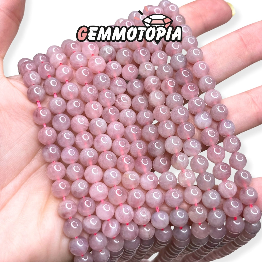 Perle Quartz Rose de Madagascar (Grade A) 6 MM