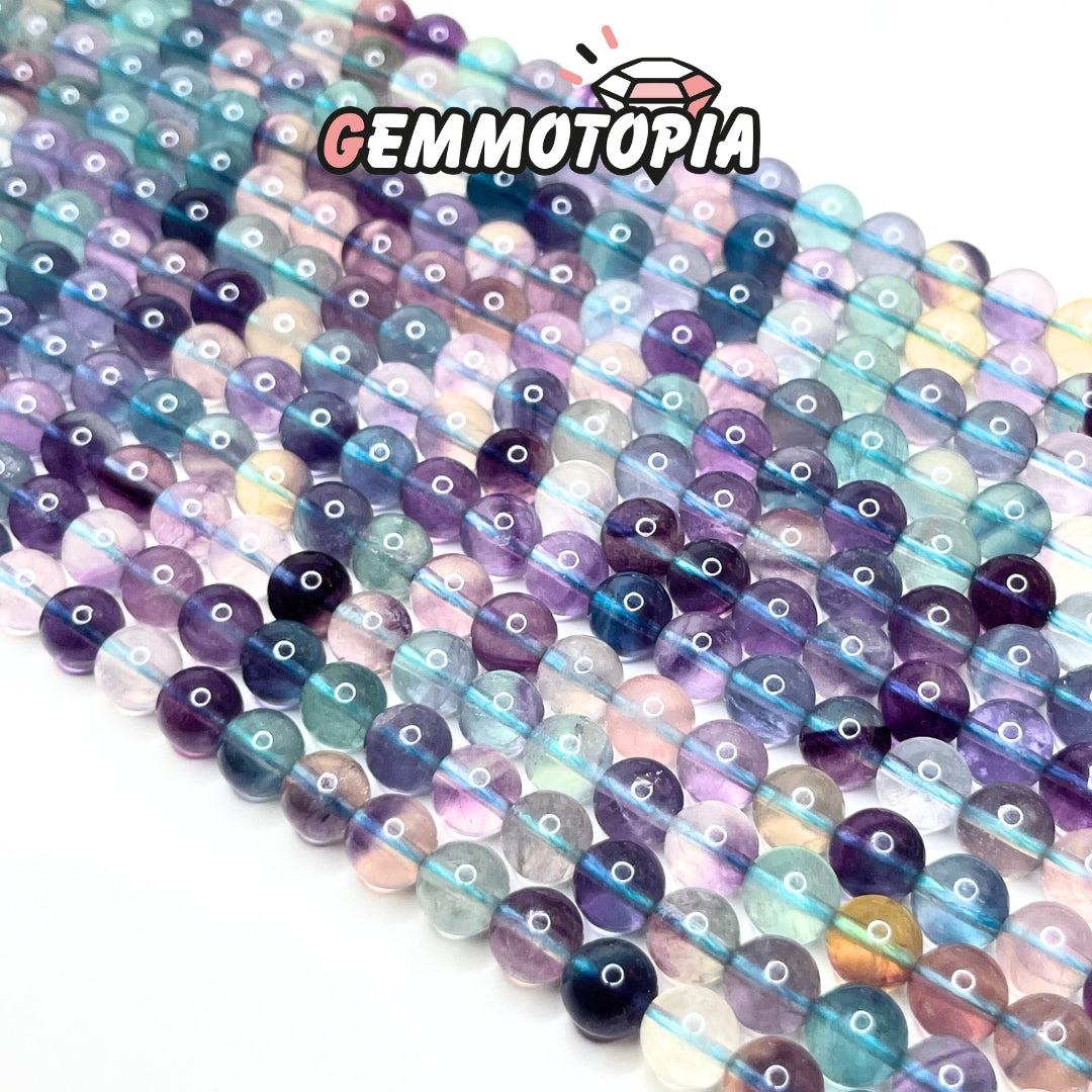Perle Fluorite Mixte (Arc-en-ciel, Bleue, Verte) 5A 6 MM