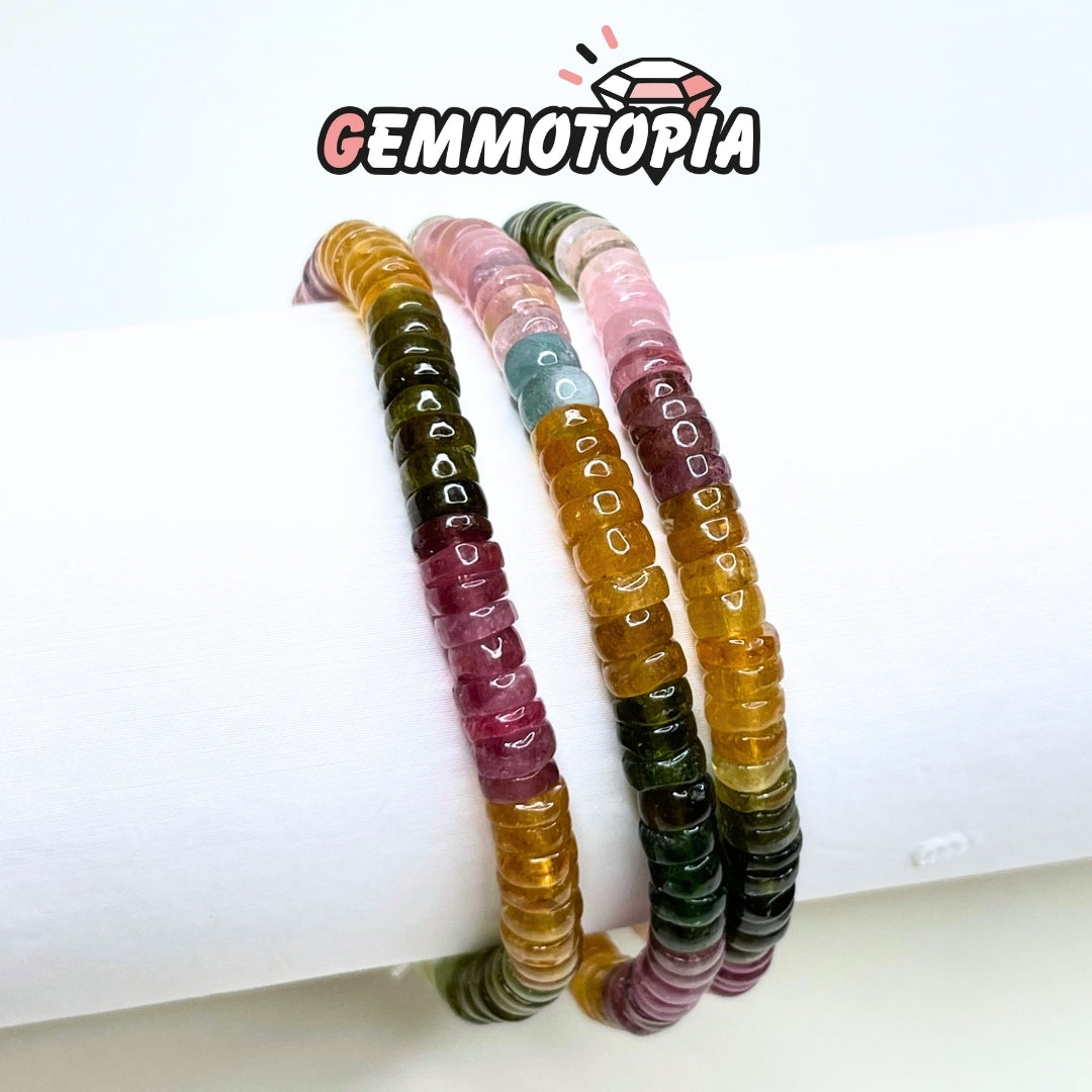 Bracelet Heishi en Tourmaline multicolore 5A