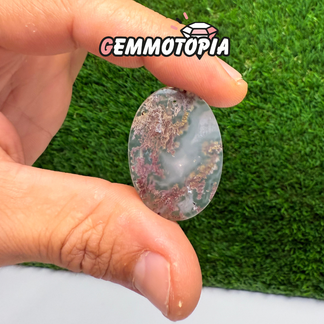 Pendentif Percé Agate Mousse Indonésienne