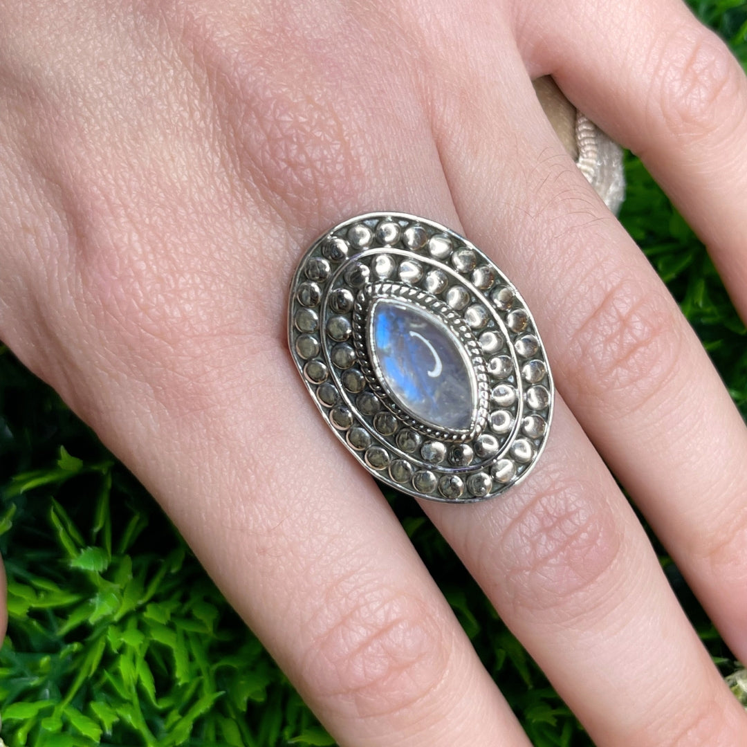 Bague Pierre de Lune Blue Fire #115