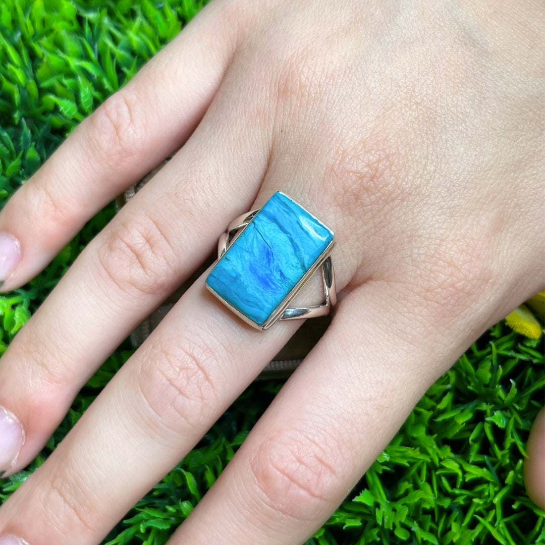 Bague Opale Bleue du Pérou #46