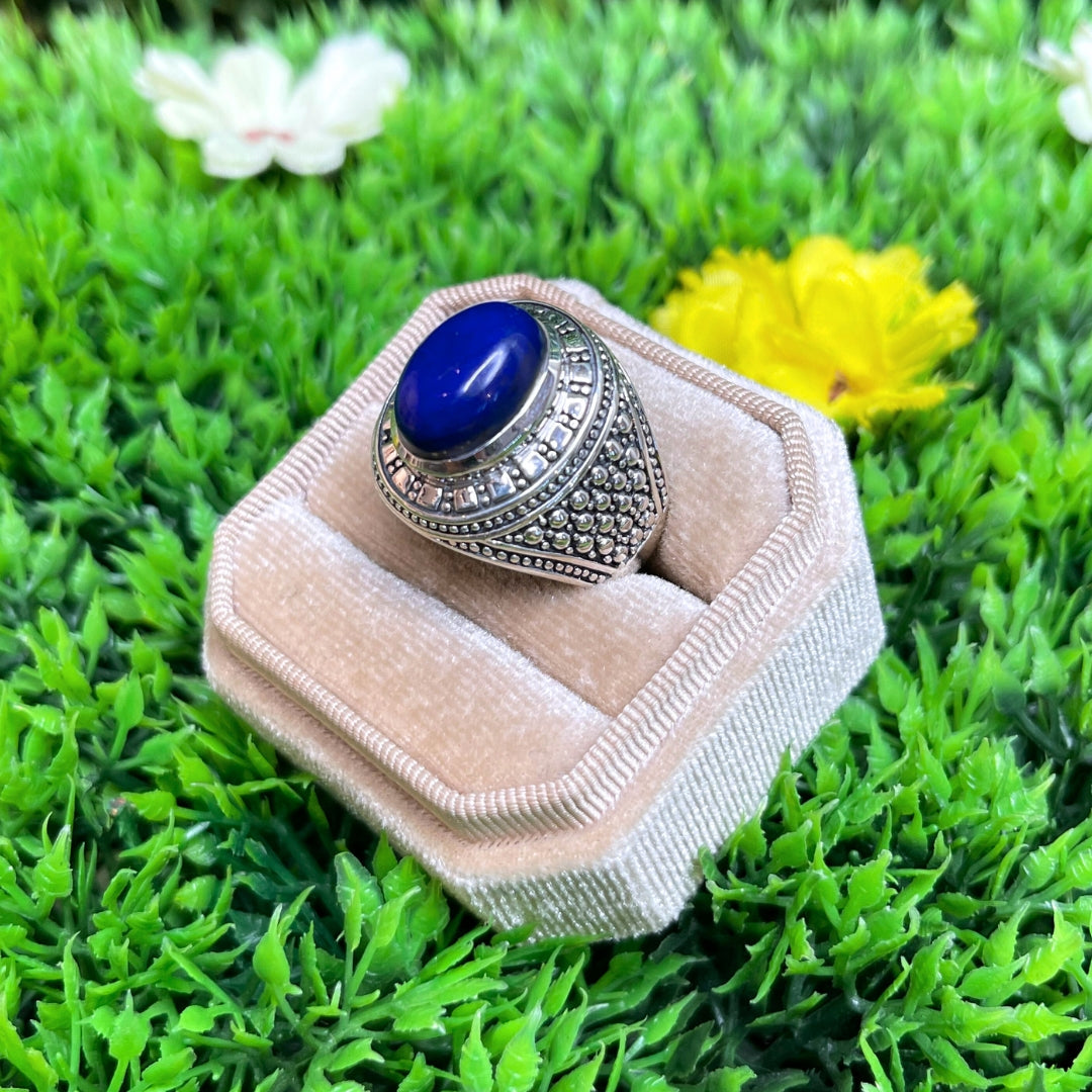 Chevalière Argent Lapis Lazuli Viking #1