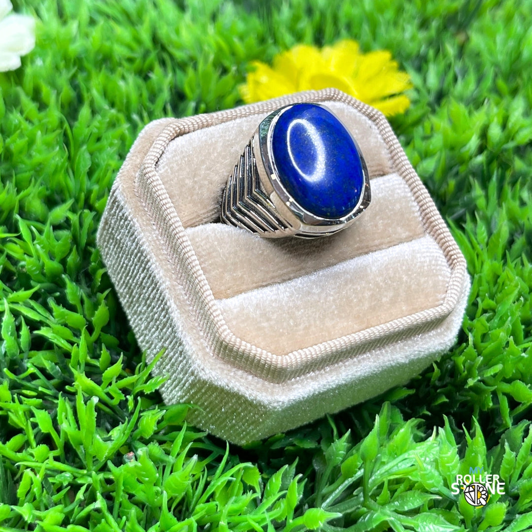 Chevalière Argent Lapis Lazuli Bataille #2