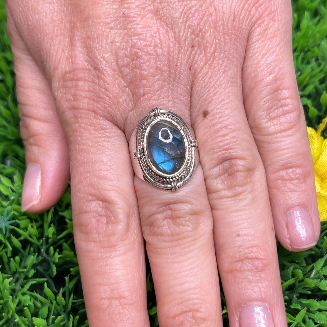 Bague Argent 925 Labradorite Bluefire #47