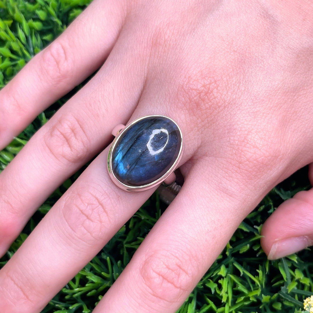 Bague Argent Labradorite Bluefire #77