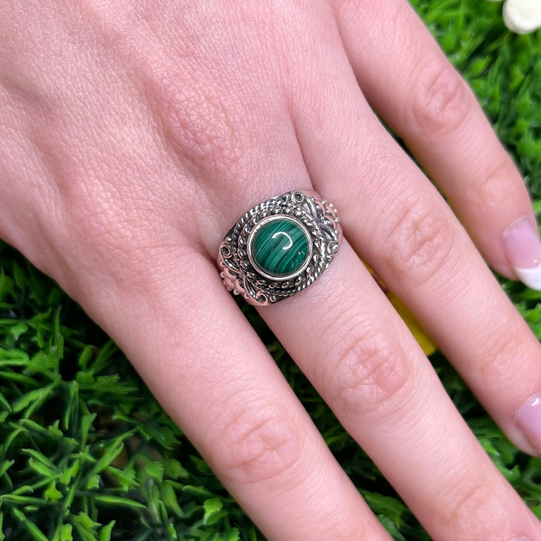 Bague Argent Malachite #8