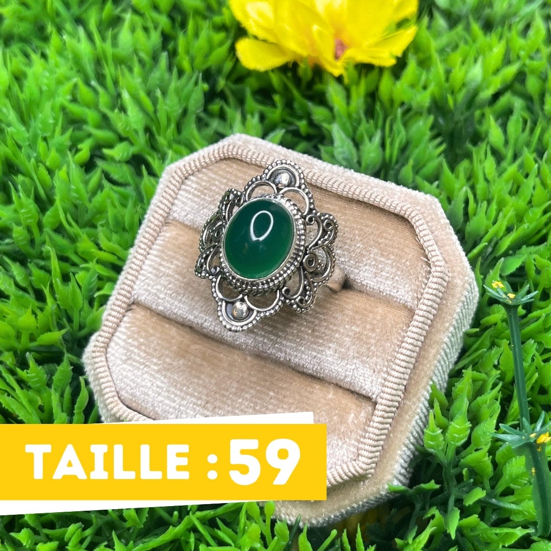 Bague Argent Onyx Vert #1