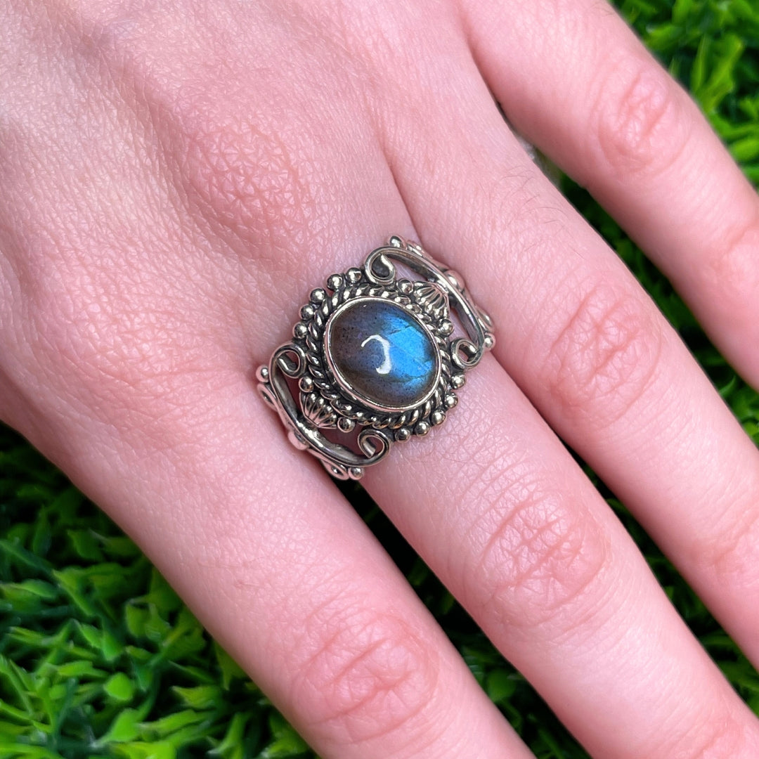 Bague Argent Labradorite Bluefire #88