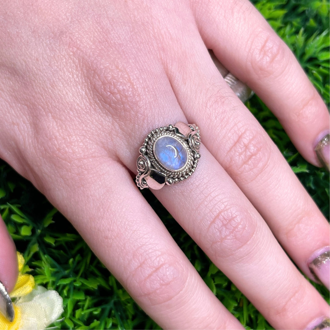 Bague Pierre de Lune Blue Fire #124