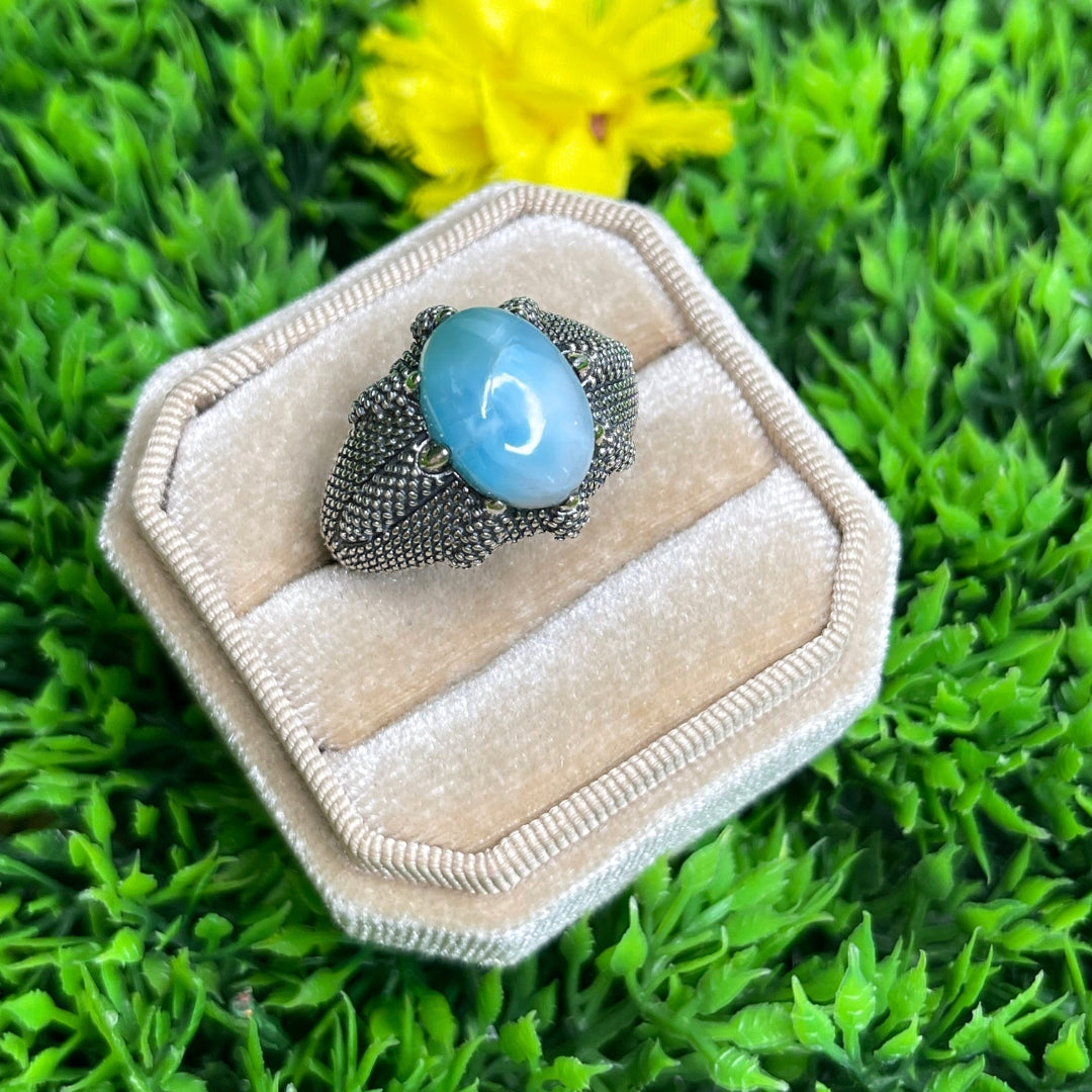 Chevalière Argent Larimar Griffe #7