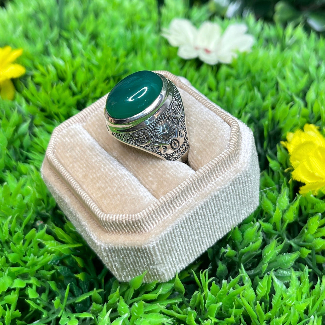 Chevalière Argent Onyx Vert Astral