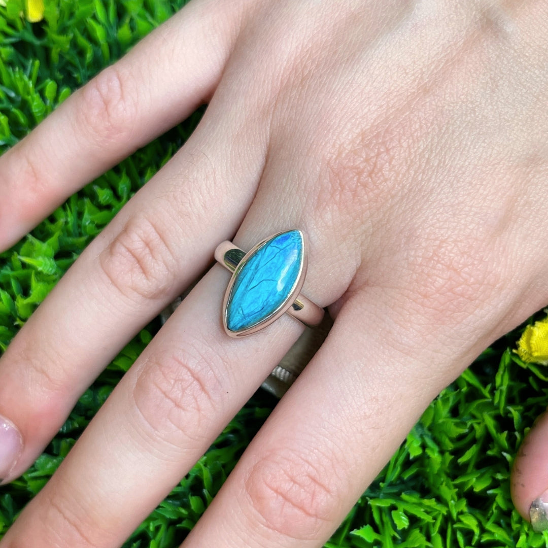 Bague Opale Bleue du Pérou #14