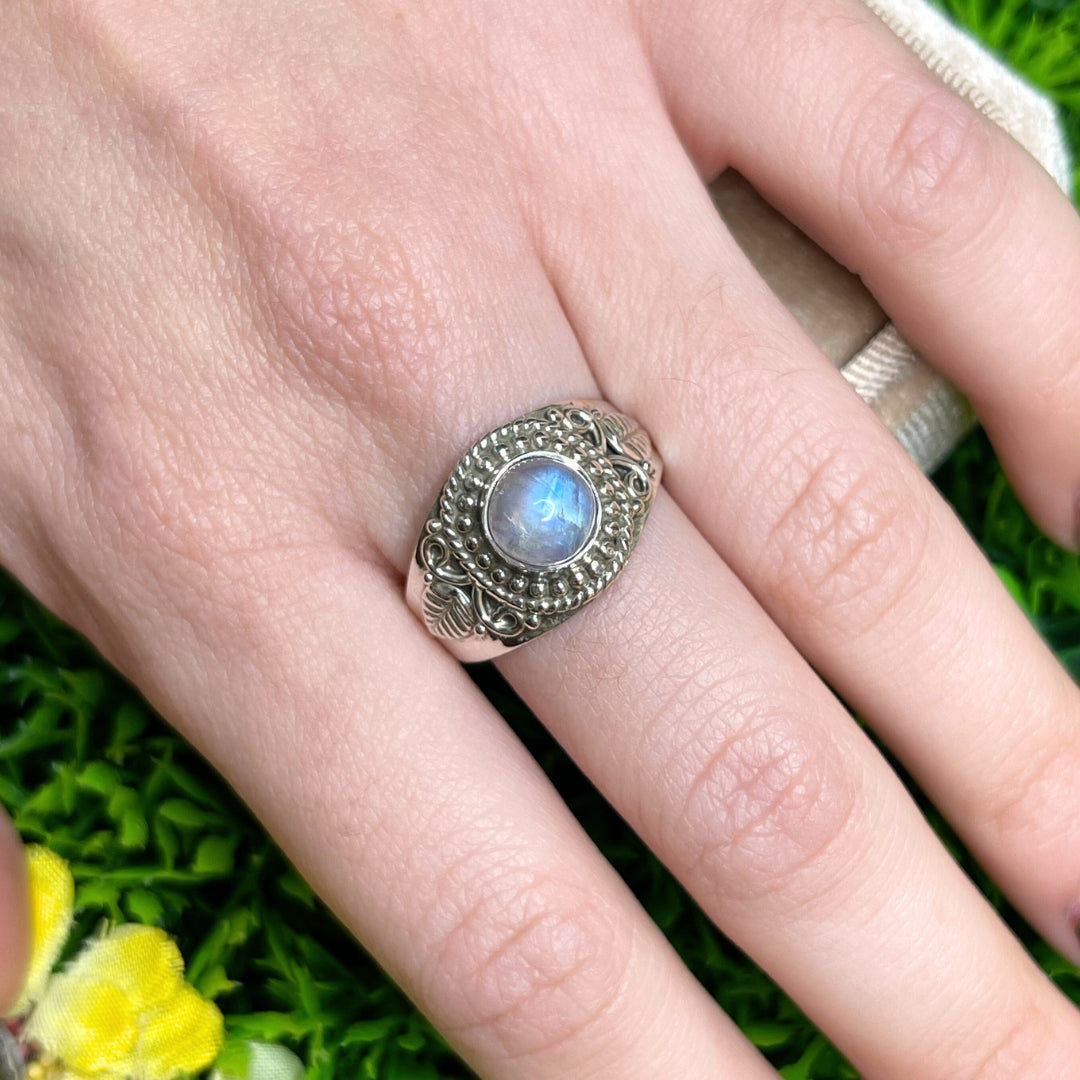 Bague Pierre de Lune Blue Fire #128