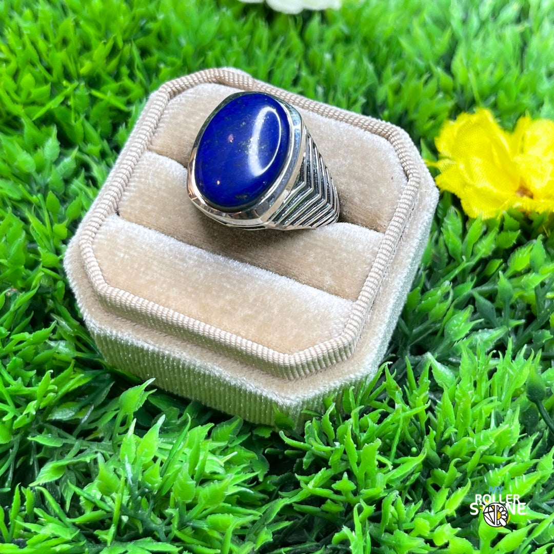 Chevalière Argent Lapis Lazuli Bataille #4