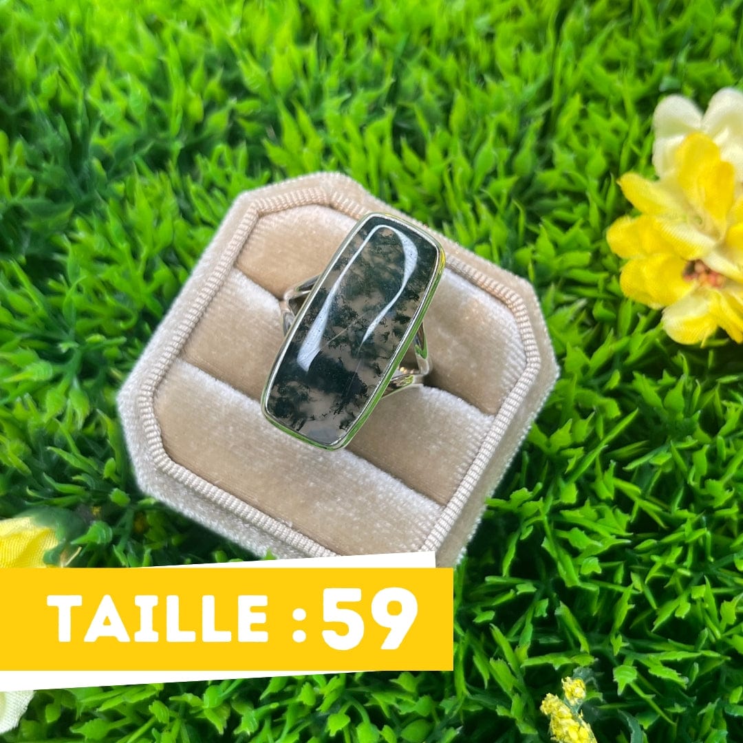 Bague Argent Agate Mousse #20