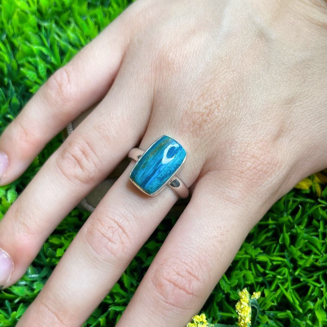 Bague Opale Bleue du Pérou #41