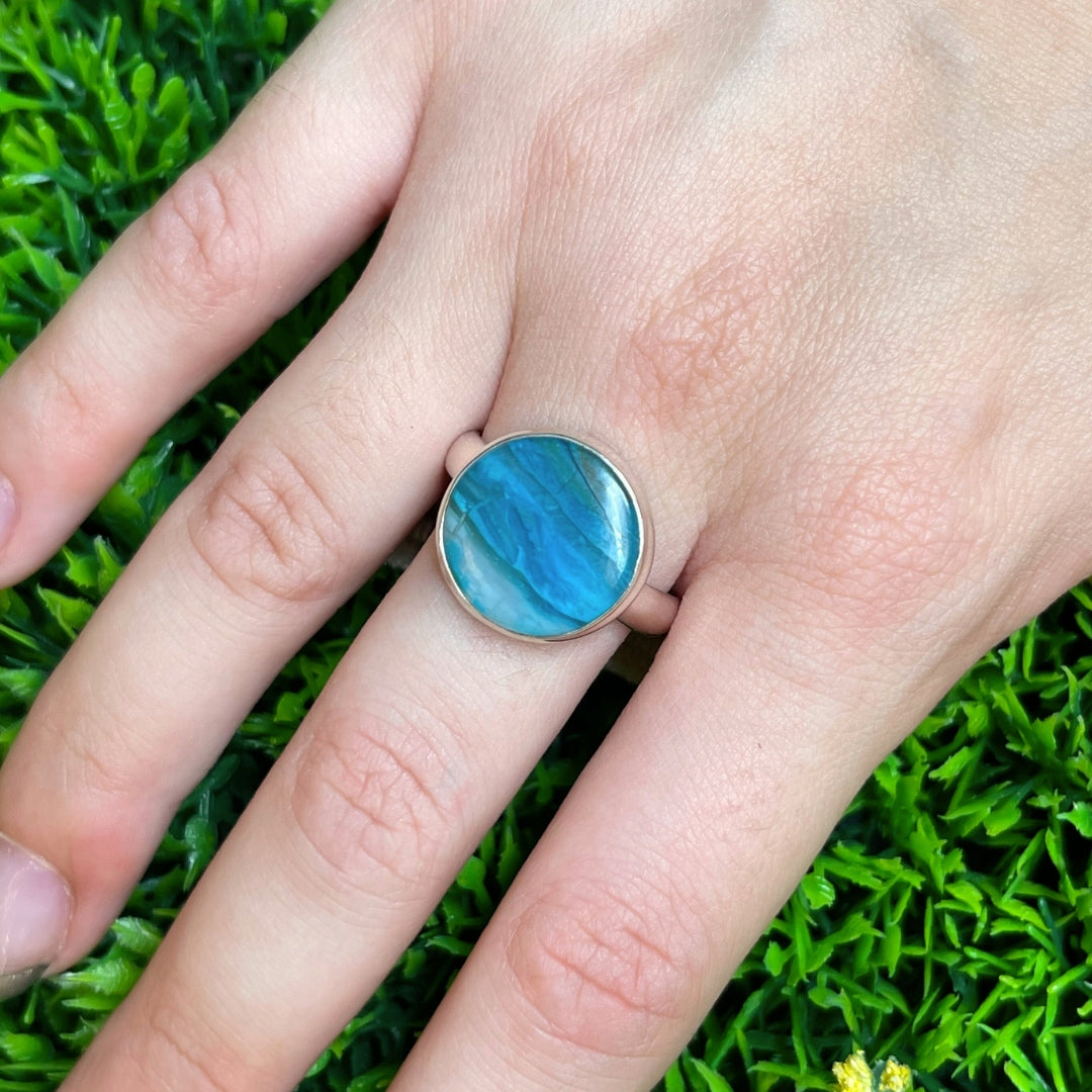 Bague Opale Bleue du Pérou #11