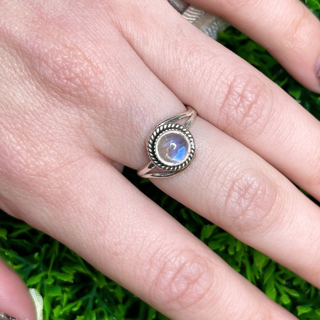 Bague Pierre de Lune Blue Fire #112