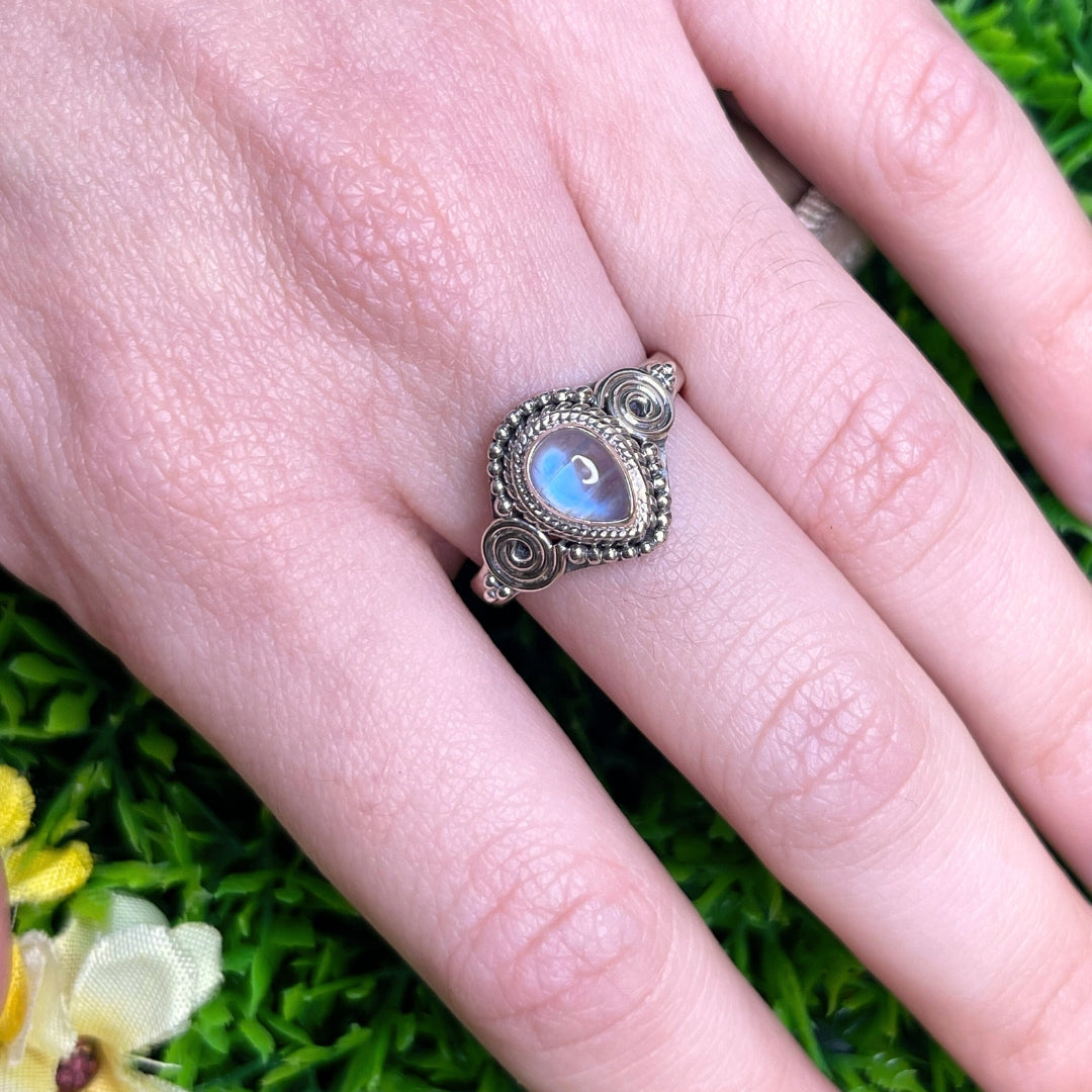 Bague Pierre de Lune Blue Fire #122