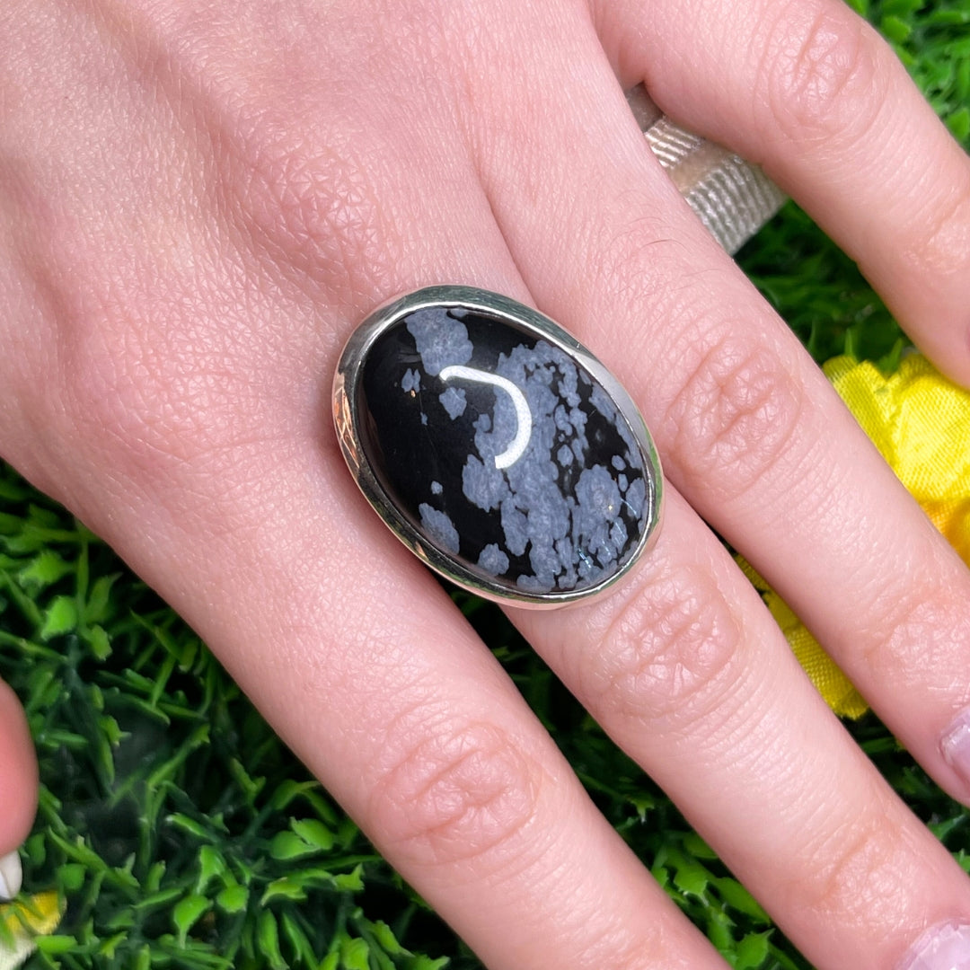 Bague Obsidienne Flocon de Neige #6