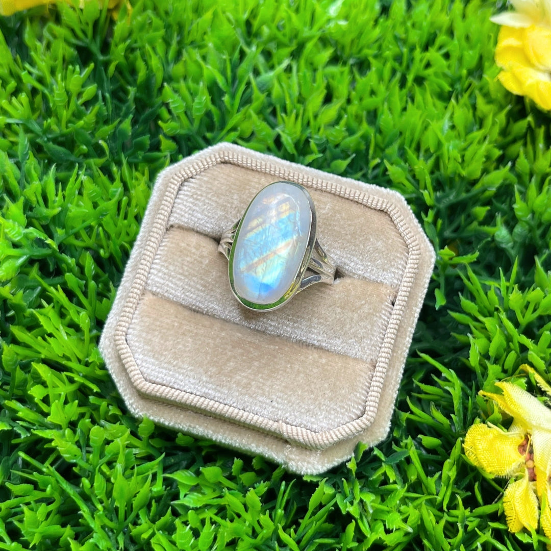 Bague Pierre de Lune Blue Fire #82