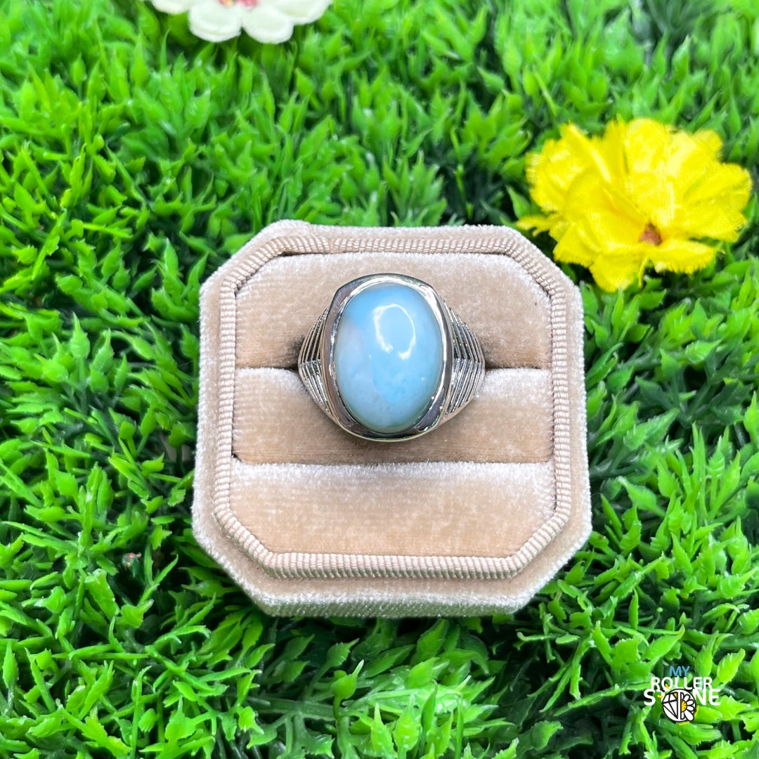 Chevalière Argent Larimar Bataille #5