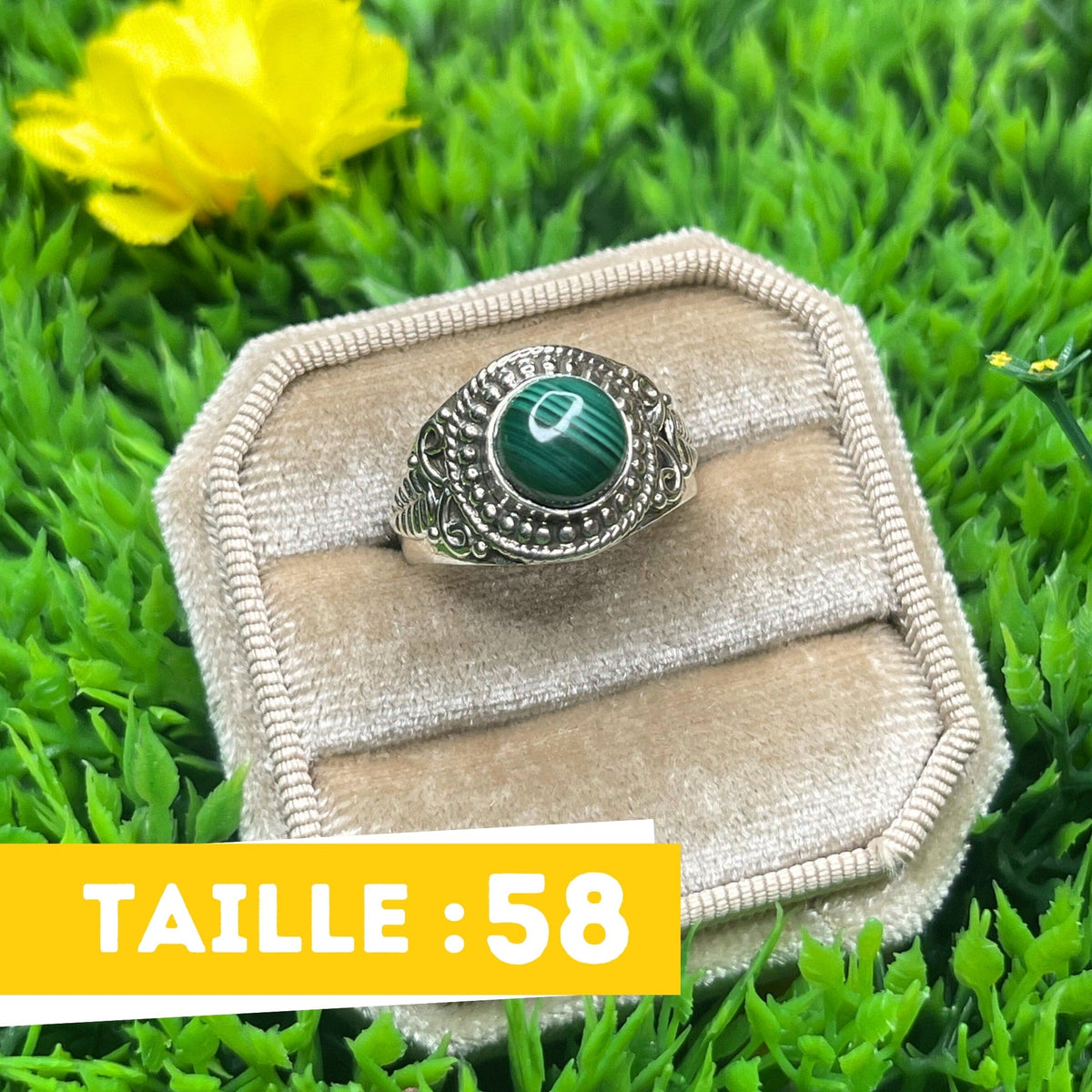 Bague Argent Malachite #4