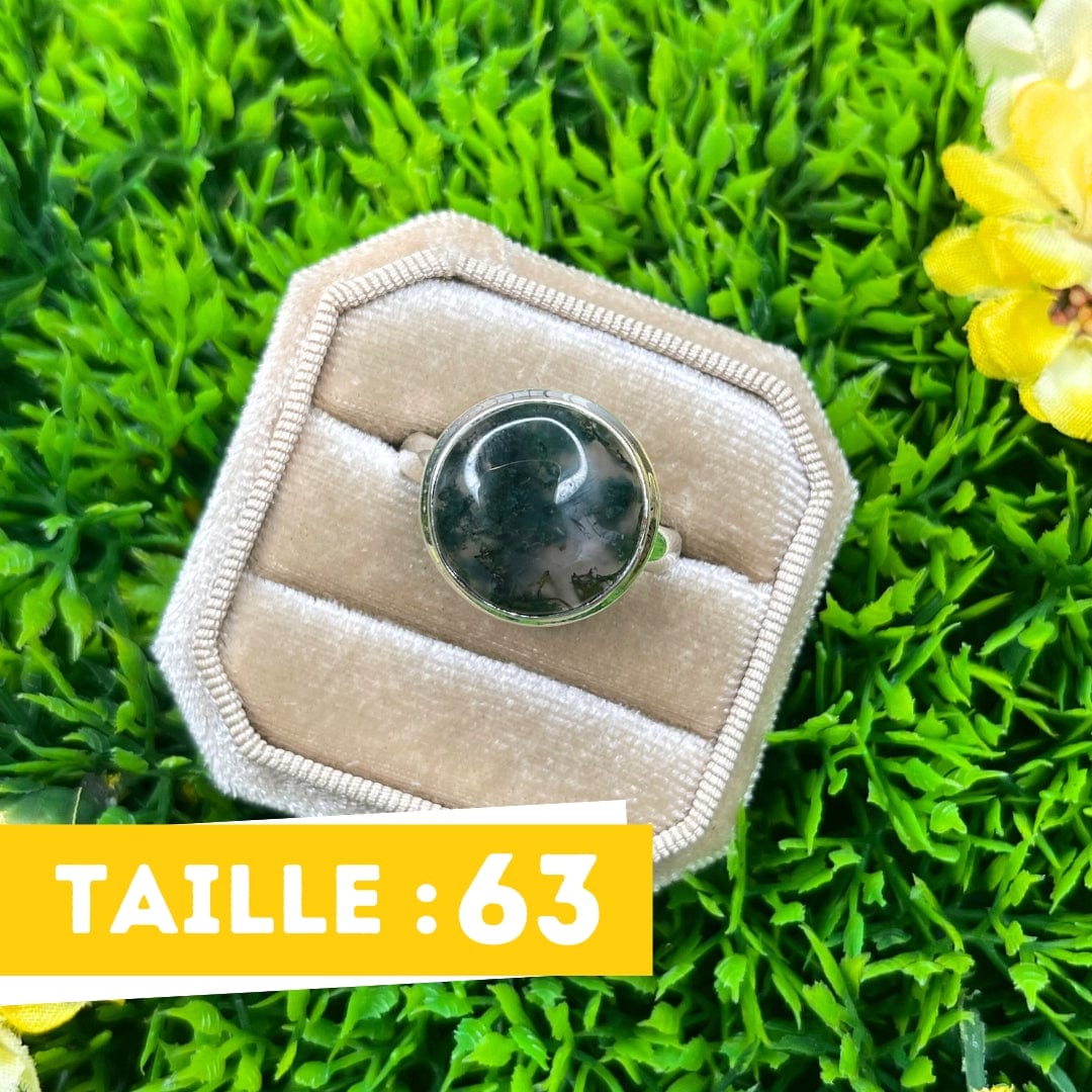 Bague Argent Agate Mousse #19