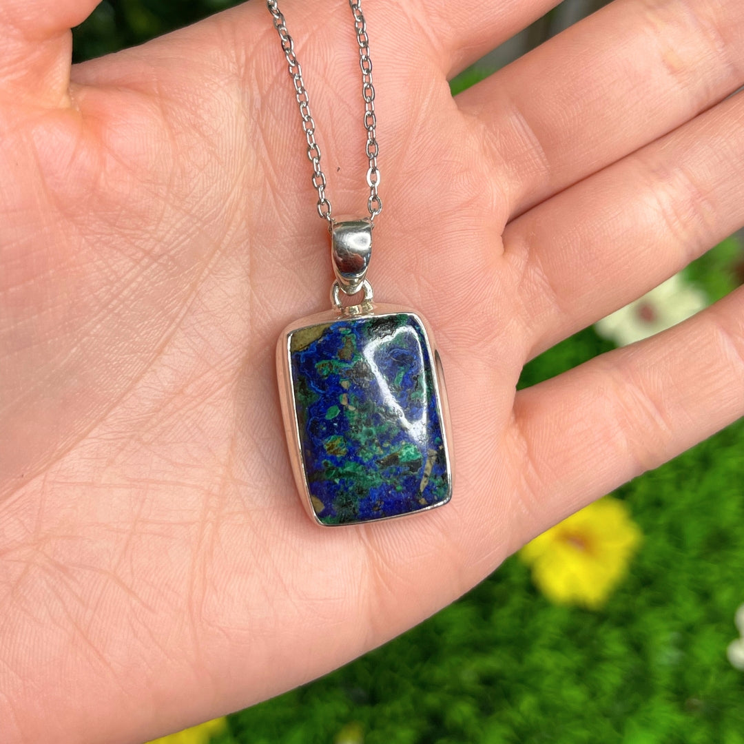 Pendentif Argent Malachite Azurite #5