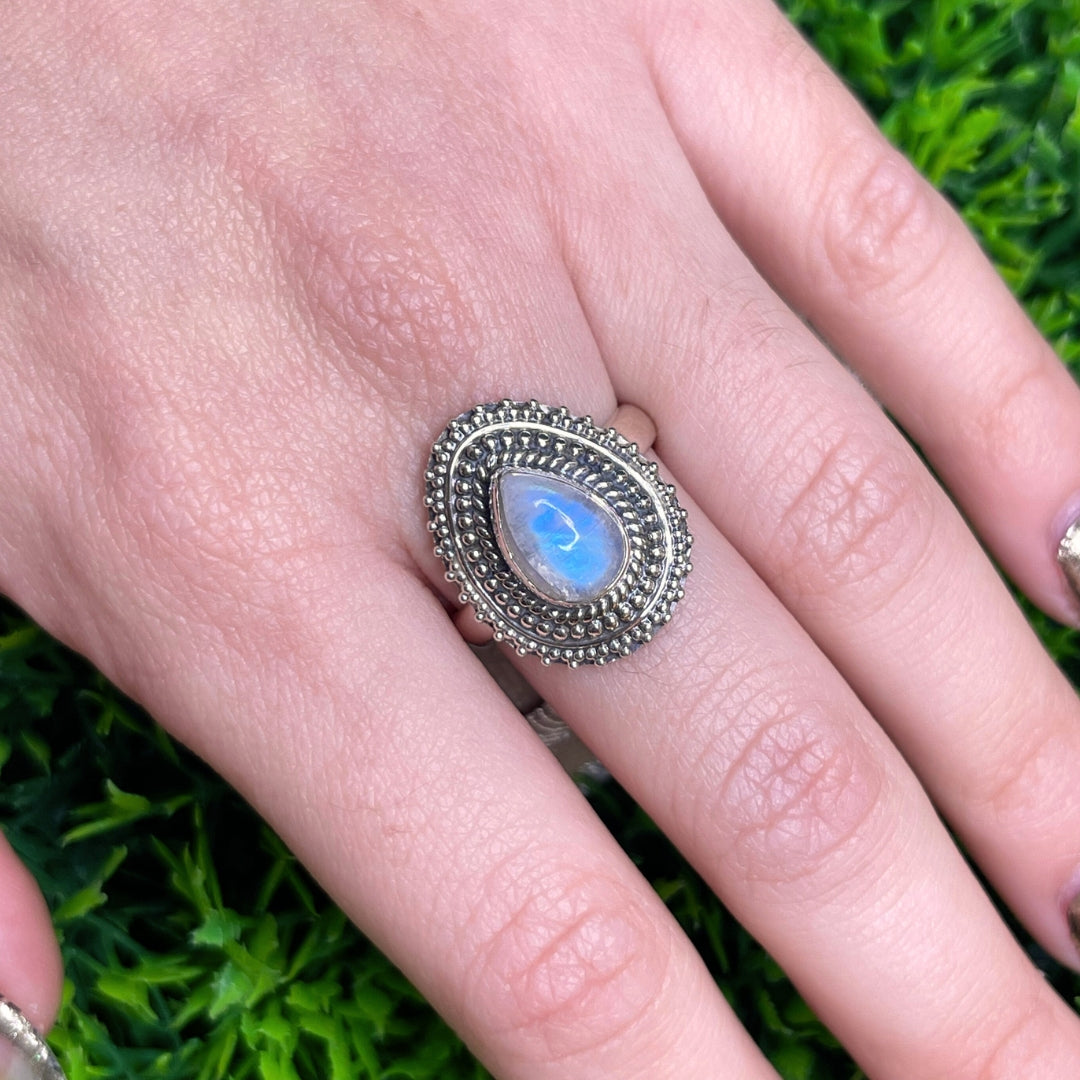 Bague Pierre de Lune Blue Fire #114