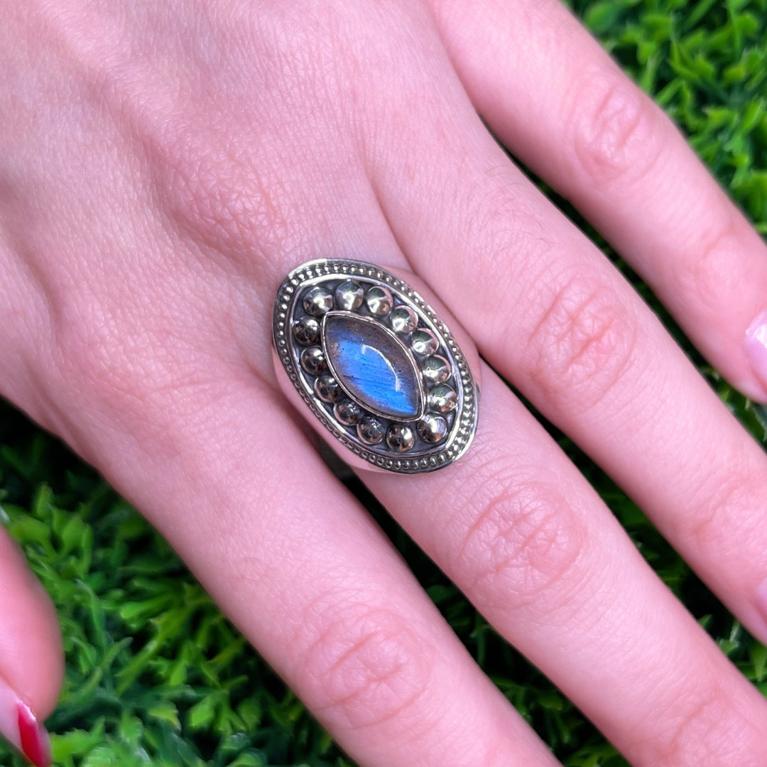 Bague Argent 925 Labradorite Bluefire #121