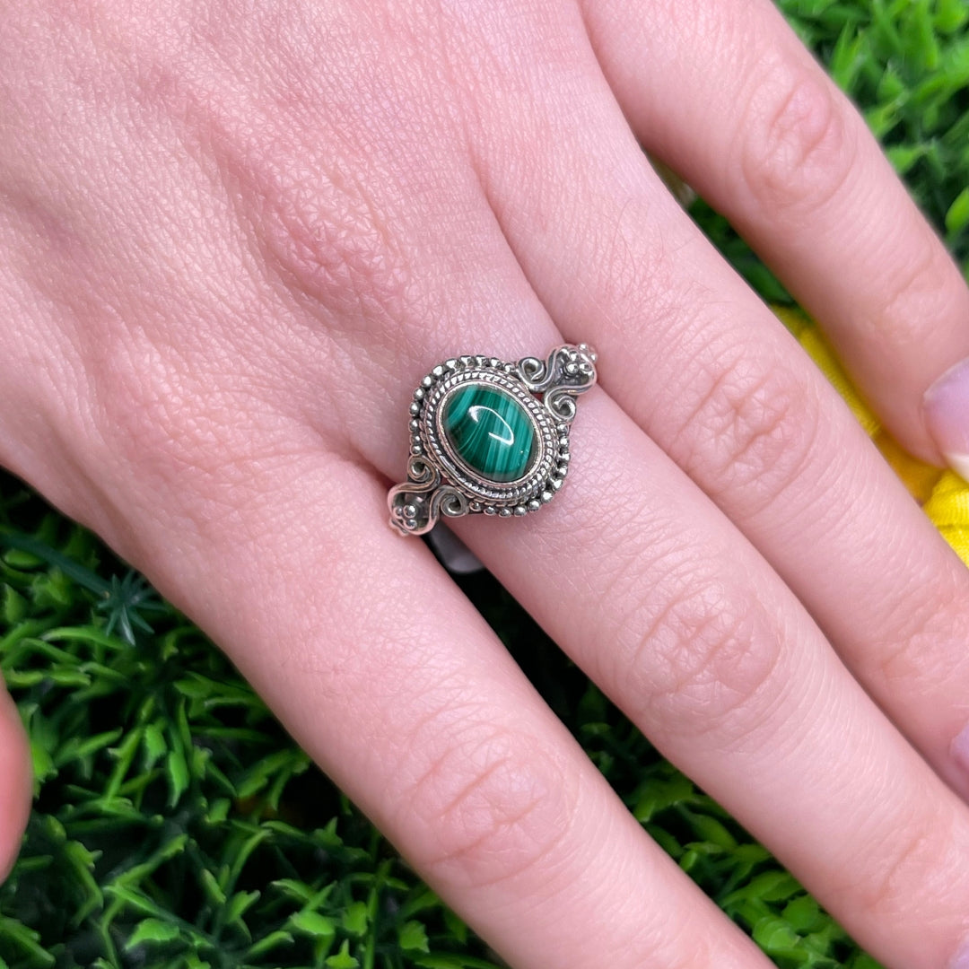 Bague Argent Malachite #6