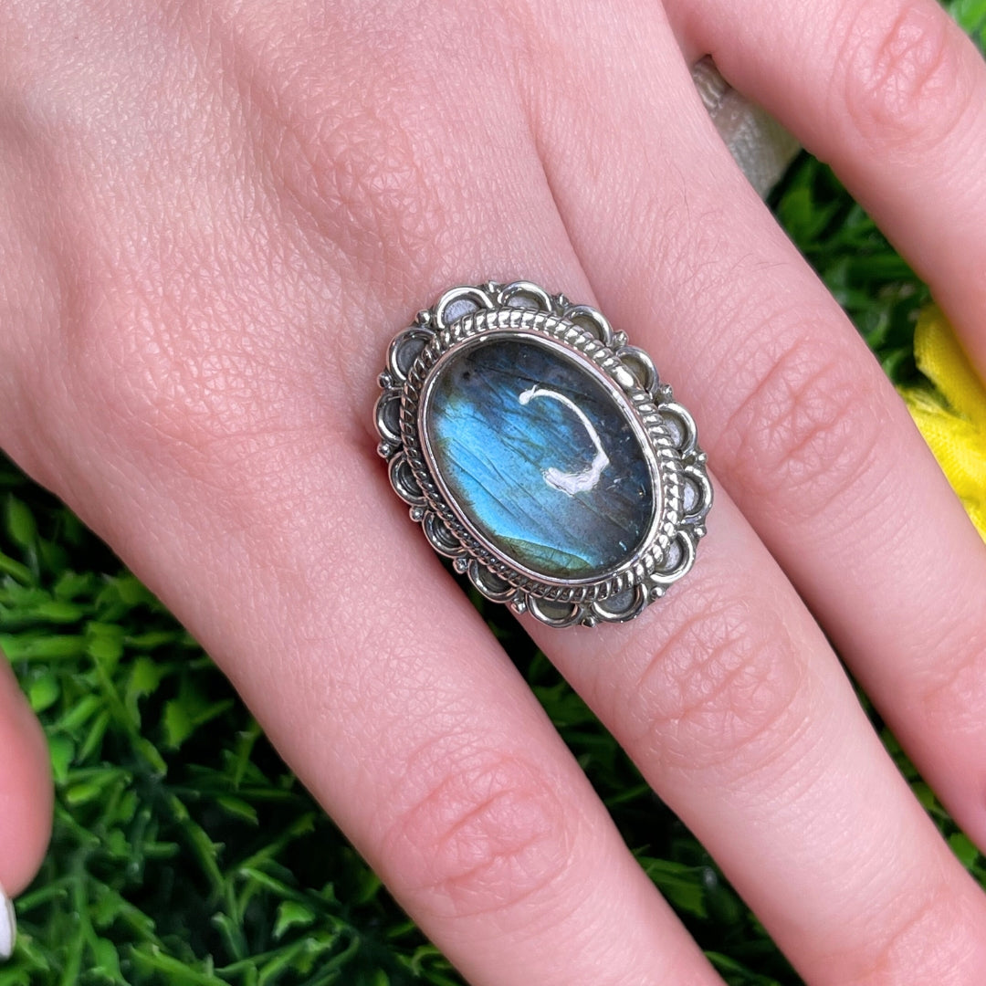 Bague Argent 925 Labradorite Bluefire #49