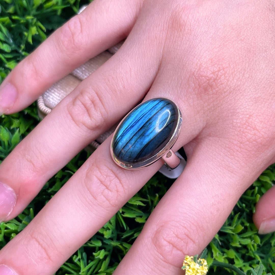 Bague Argent Labradorite Bluefire #54