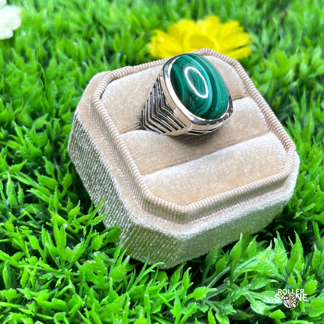 Chevalière Argent Malachite Bataille #2