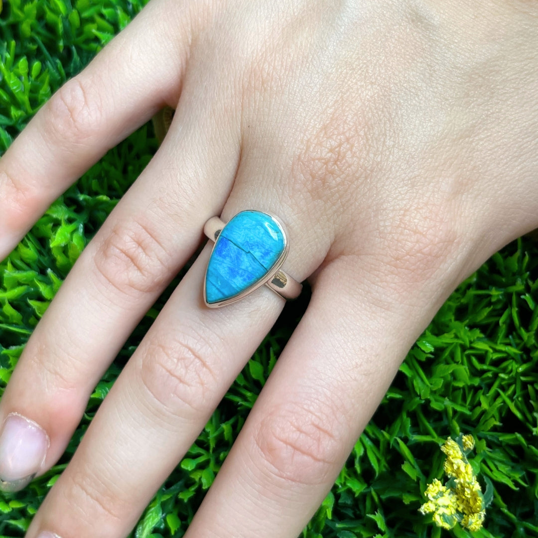 Bague Opale Bleue du Pérou #31