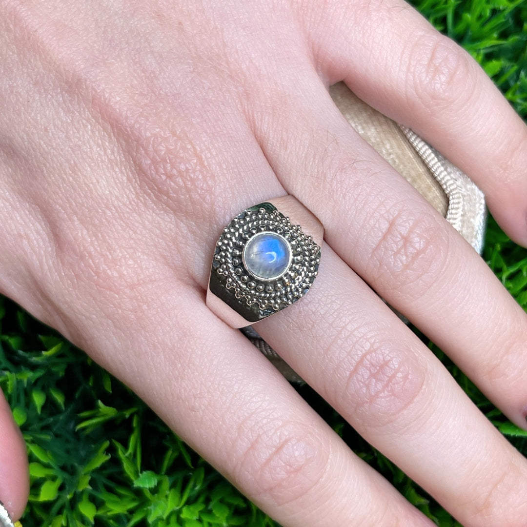 Bague Pierre de Lune Blue Fire #117