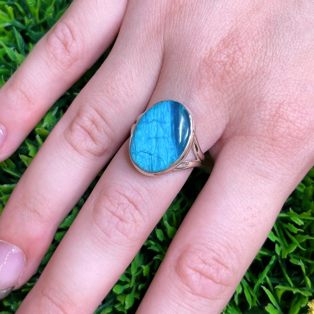 Bague Opale Bleue du Pérou #15