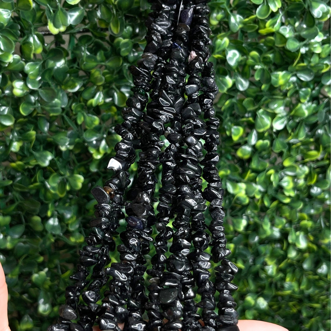 Perles Chips en Tourmaline Noire