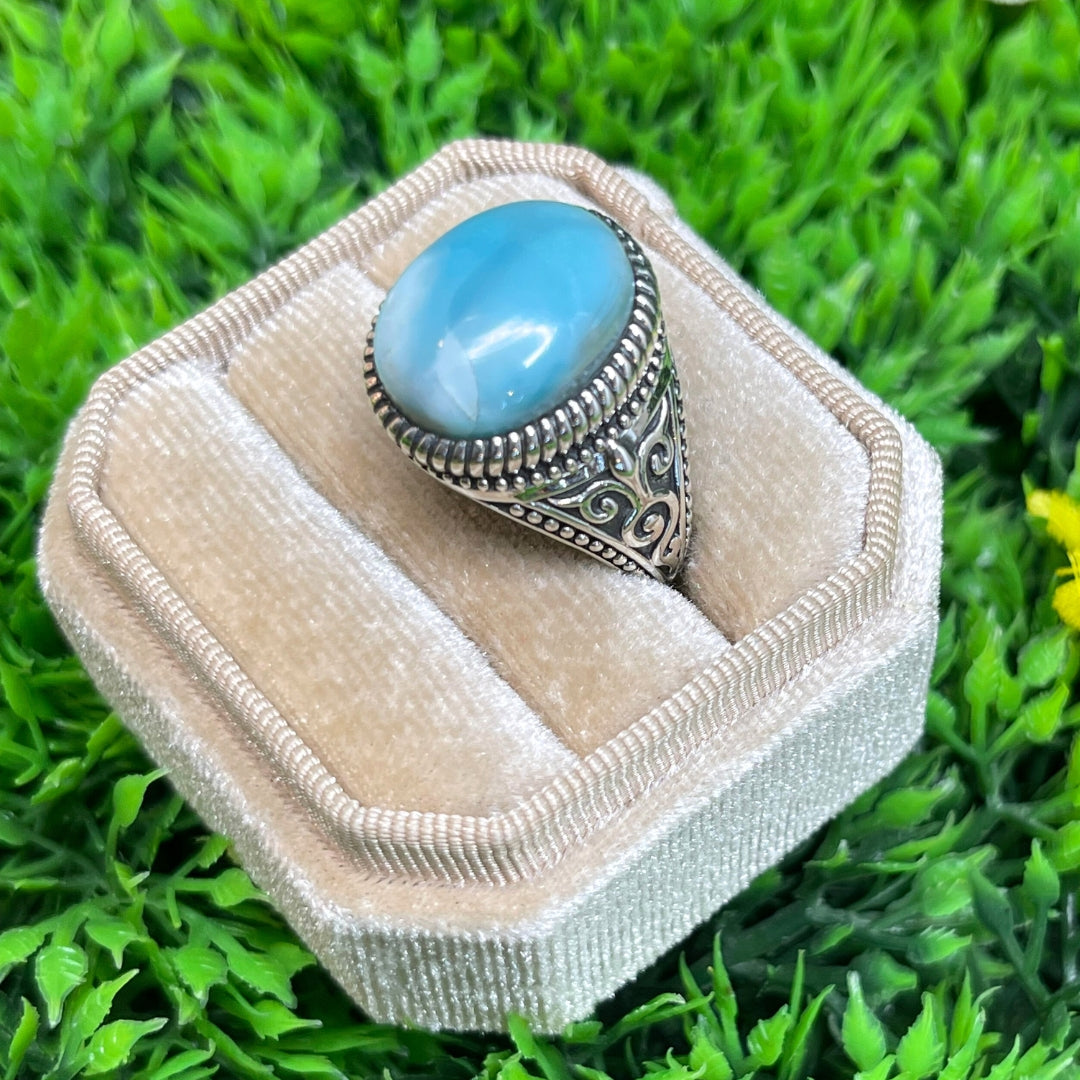 Chevalière Argent Larimar Celte #1