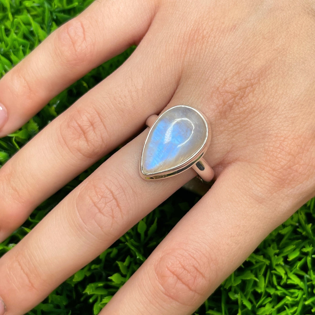 Bague Pierre de Lune Blue Fire #65