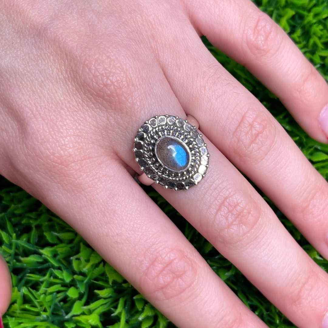 Bague Argent Labradorite Bluefire #89