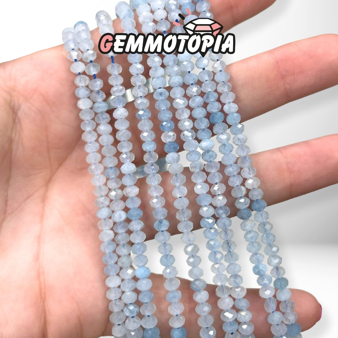 Perle Rondelle Facettée Aigue-Marine 3x2 MM