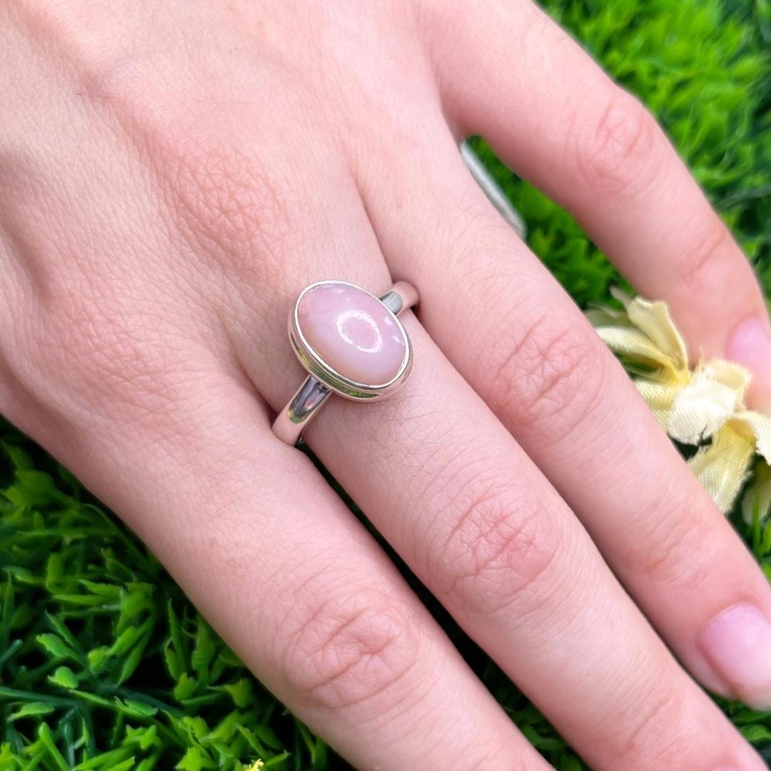 Bague Argent Opale Rose #38