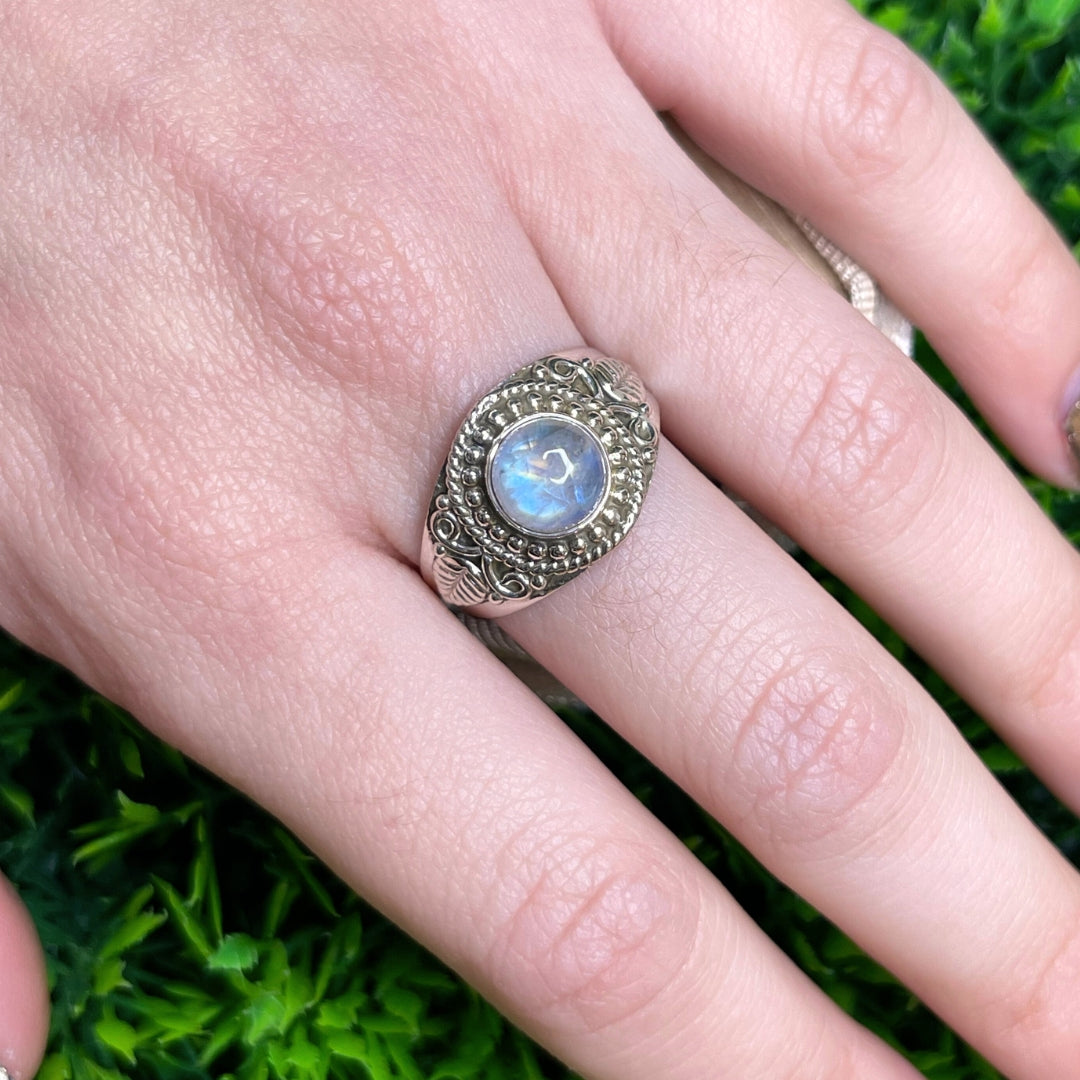 Bague Pierre de Lune Blue Fire #113