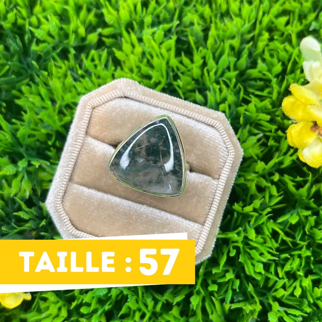 Bague Argent Agate Mousse #28