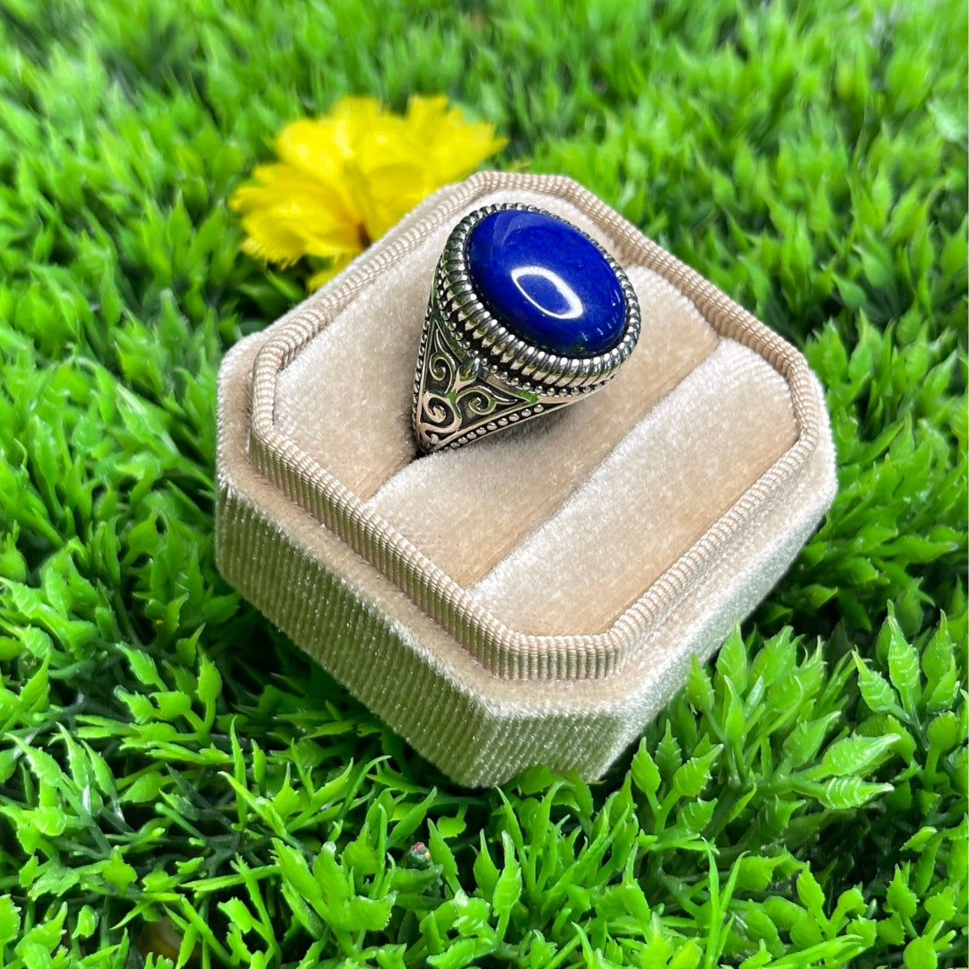 Chevalière Argent Lapis Lazuli Celte #1